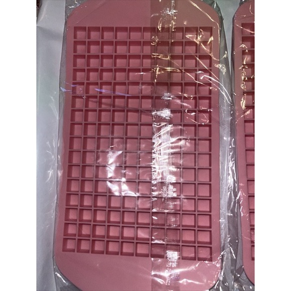 Set Of 2 Pink Silicon Mini Ice Cube Tray Grids (M2) Easy Release - Picture 2 of 3